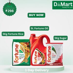 D-Mart Offer today: Combo of 5 kg Fortune oil+ 5 kg sugar+ 5 kg Basmati rice