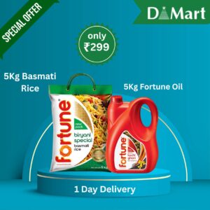 Dmart Offer today online: Get Basmati Rice 5kg+ Fortune Oil 5L